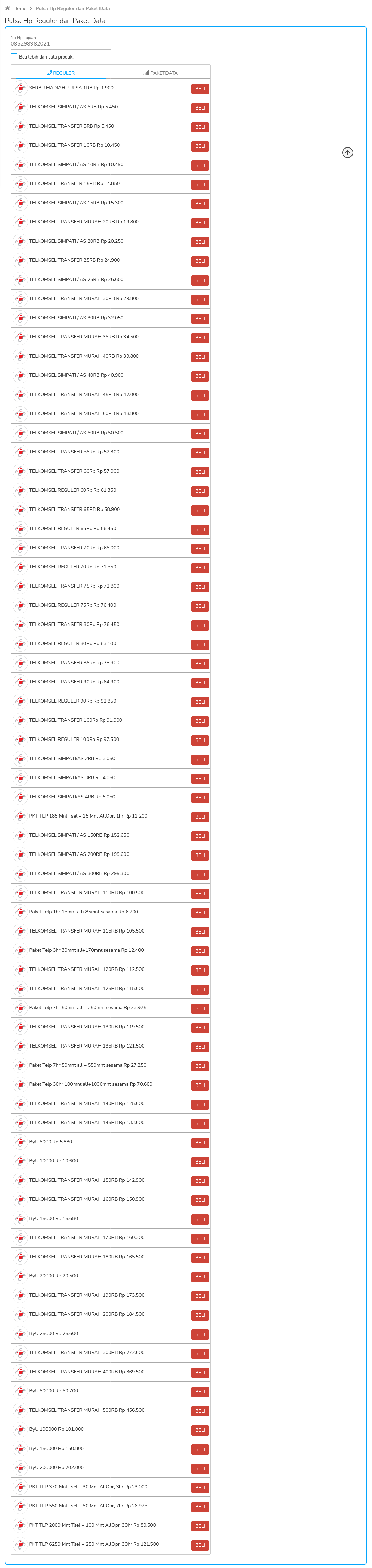 Pulsa All Operator Fastpay