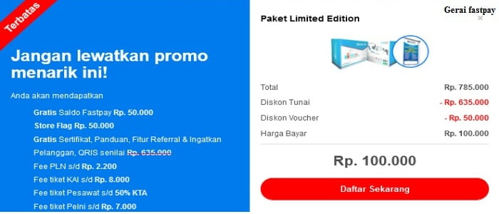 Biaya Daftar Fastpay Terbaru