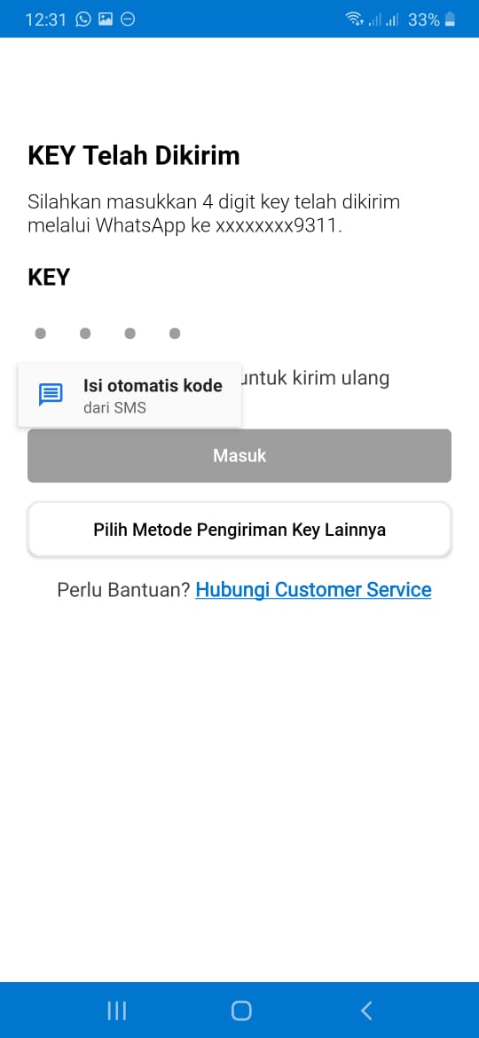 input kode otp fastpay