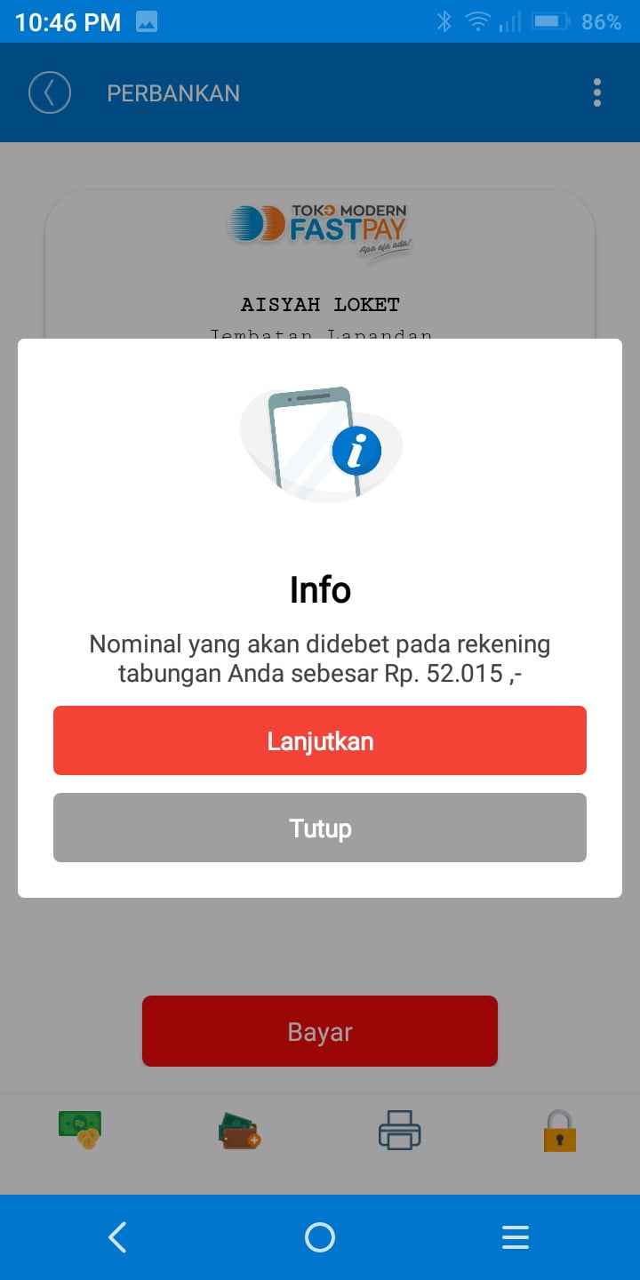 jumlah di debet dari atm konsumen di edc fastpay