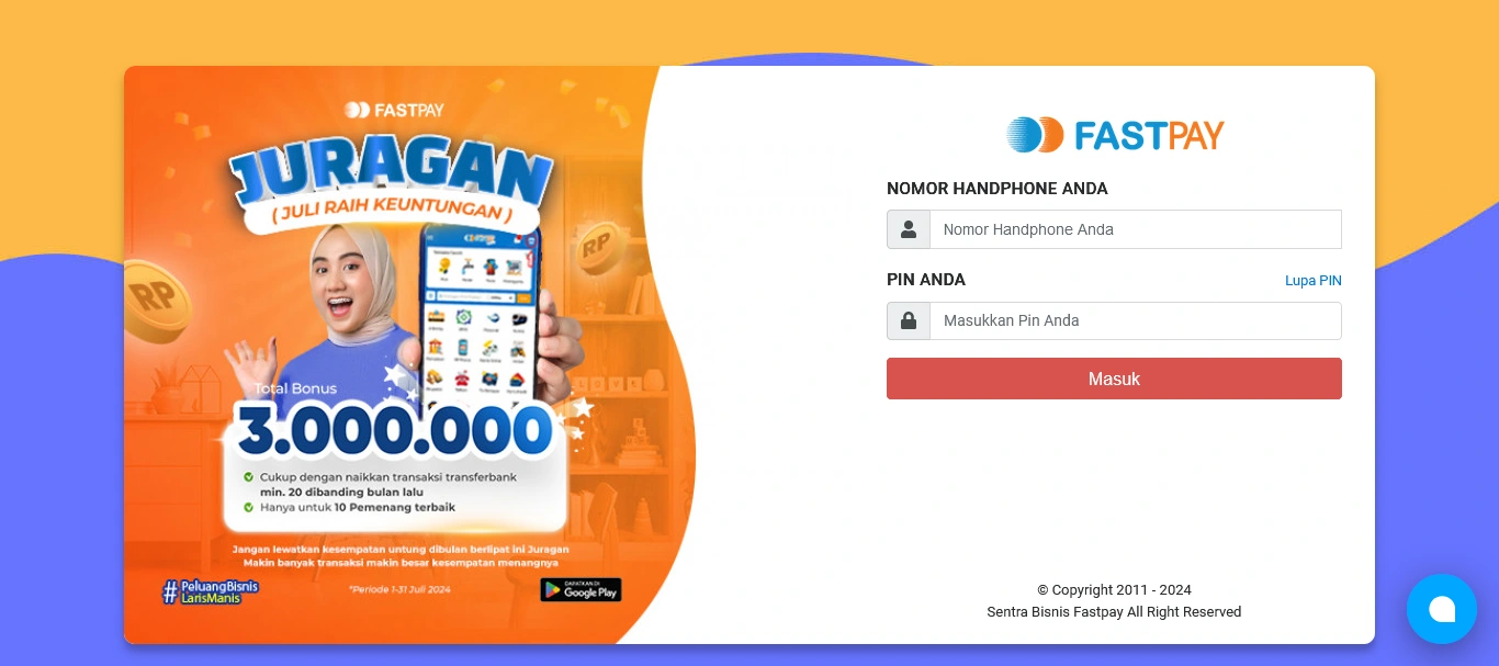 login web fastpay melalui android dan komputer