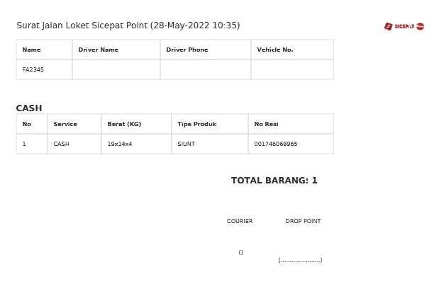 surat jalan ekspedisi sicepat fastpay