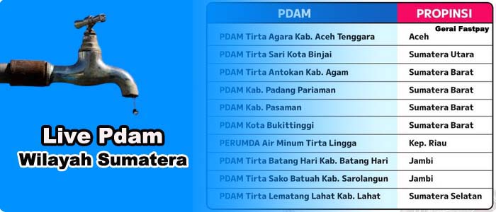 Kini Telah Live Pdam Wilayah Sumatera di Fastpay