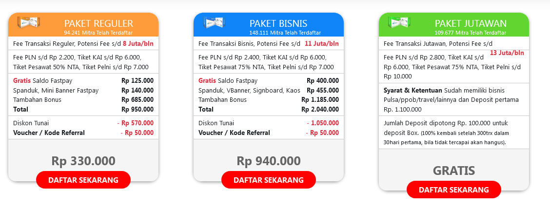 Paket Pendaftaran Fastpay Terbaru