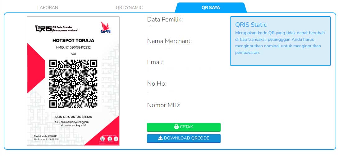 Conrtoh Qr kode Merchant Qris Fastpay