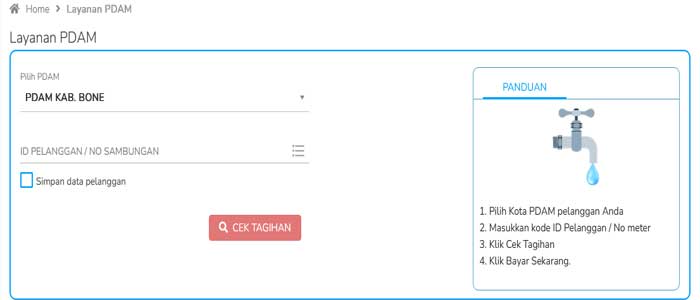Cara Cek Tagihan dan Pembayaran Pdam Kab. Bone Wae Manurung